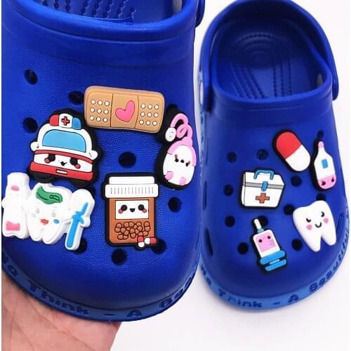 50pcs Wholesale PVC Ambulance Medicine Shoes Accessories Garden Shoe Decorations Fit DIY Wristband Croc Jibz Charm