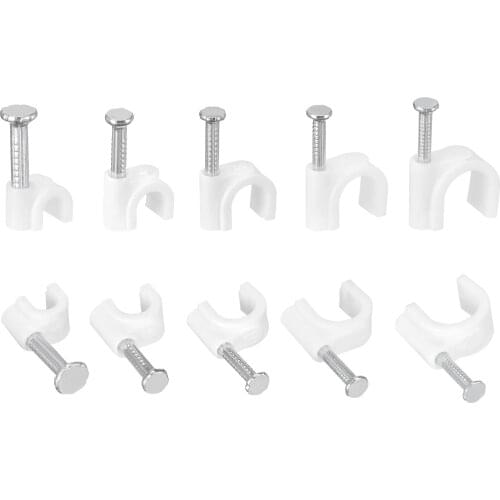 Uxcell Strengthened Circle Cable Clips with Nail 4mm 6mm 8mm 10mm 14mm Total 500pcs