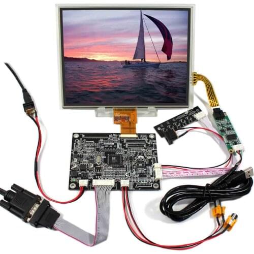 VGA 2AV Reversing LCD Controlle Board With 8inch 1024x768 HJ080IA-01E IPS Touch LCD Panel