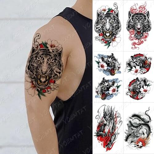 Waterproof Temporary Tattoo Sticker Wolf Dreamcatcher Fox Lion Flower Flash Tattoos Universe Body Art Arm Fake Tatoo Women Men
