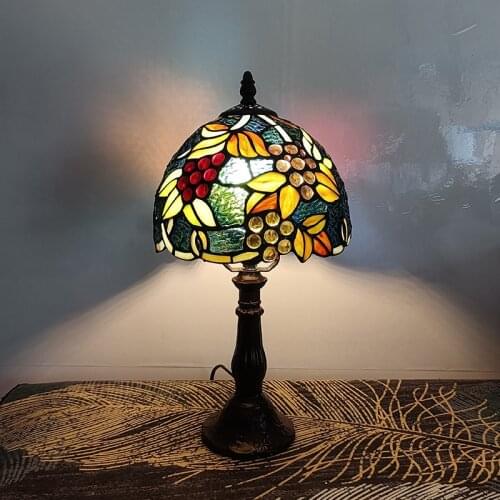 WOERFU 20CM Tiffany Table Lamp Alloy Base Beads Lampshade Bedroom Bedside Lighting Creative Fashion Retro Table Lamps