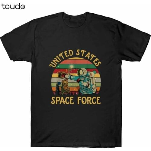 United States Space Force Funny Astronaut Vintage T-Shirt Black Cotton Mens Tee