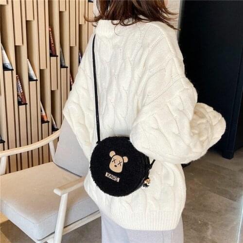 Womens bag Plush bag 2022 vintage girl Mini shoulder bag student phone bag wallet handbag messenger Clutch bag packet purse