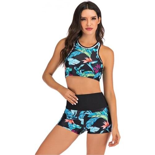 Plus Size Bikini Women Print Swimwear Sport Style Swimsuit Shorts Biquini High Waist Tankini Crop Top Bathing Suit Mujer Beach
