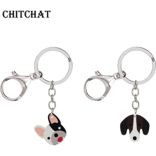 1PS Resin Mini Cute FRENCH BULLDOG Keychain Animal Key Chain Mobile Shell Bag Accessories Kids Christmas Gift Delicate