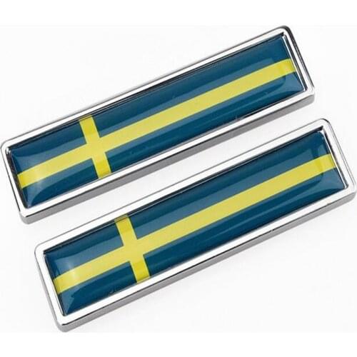 2Pcs/Lot Car Sweden Flag Metal Sticker Decorate Sticker Emblem Badge For Swedish National flag Cars