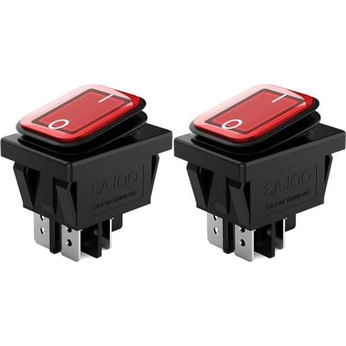 2Pcs AC 16A 250V/125V 2 Position ON/Off Waterproof Boat Rocker Switch with Red Indicator Light