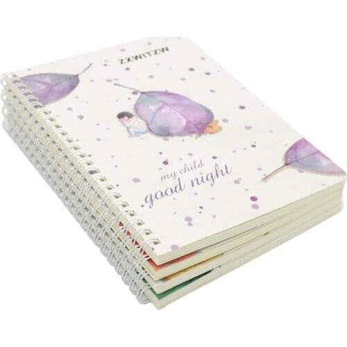 4pcs high quality small fresh coil notebook, 60 pages A5 school office record this lovely creative stationery