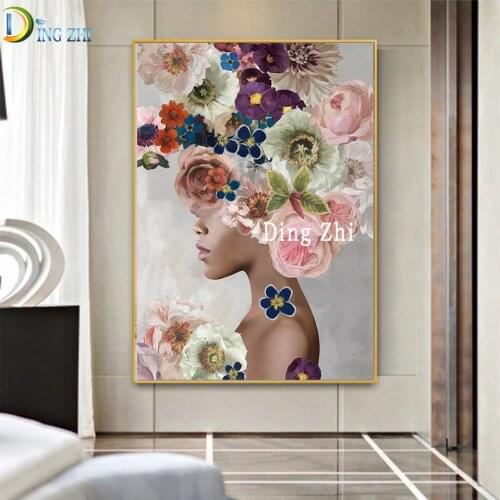 5D Diy Diamond Painting Modern Luxury Beautiful Flower Woman Nordic Wall Art Mosaic Rhinestone Diamond Embroidery Cross Stitch