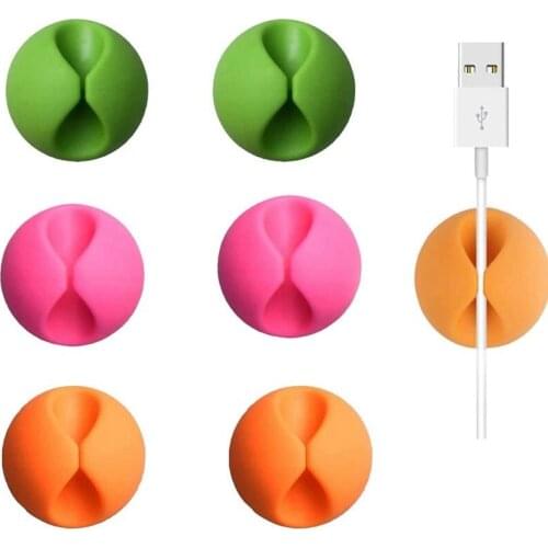 6 Pack Cable Clips Colorful Cable Organizer Mini Cute Cable Clips Management Wire Clips Holder for Desk Office Home Car Computer