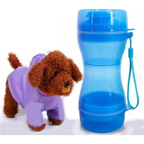 610ml Pet Dog Dual Use Food Water Bottle Cup Portable Multifunction Double Chambered Hydration Bottle Snack Container for Travel