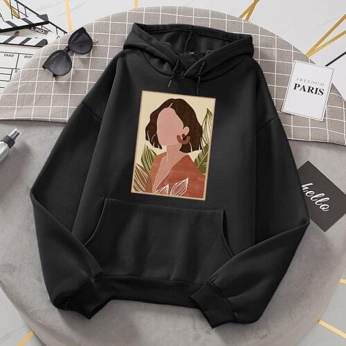 Faceless Ladies Cartoons Print Women Sweatshirt Personality Oversize Hoody Autumn Fleece Clothing Hip Hop Autumn Womens Hoodie