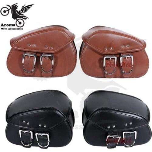 1 pair PU Leather motorbike side bags luggage motorcycle saddle bags cruise for honda suzuki yamaha Harley Davidson moto bag