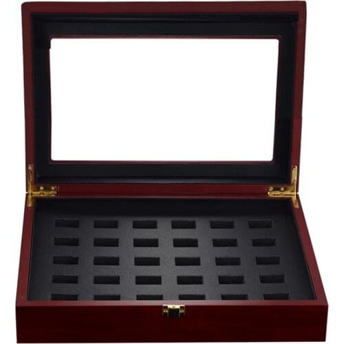 Wide Slot Grids Championship Heavy Wooden Display Box Storage Case