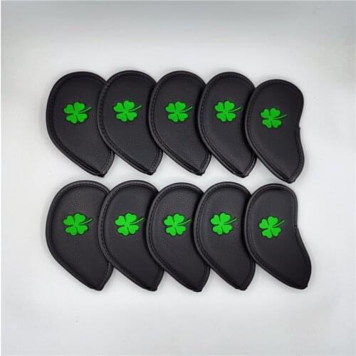 Four Leaf Clover Embroidery golf irons headcover pu leather golf club Iron set covers #4-9PAS