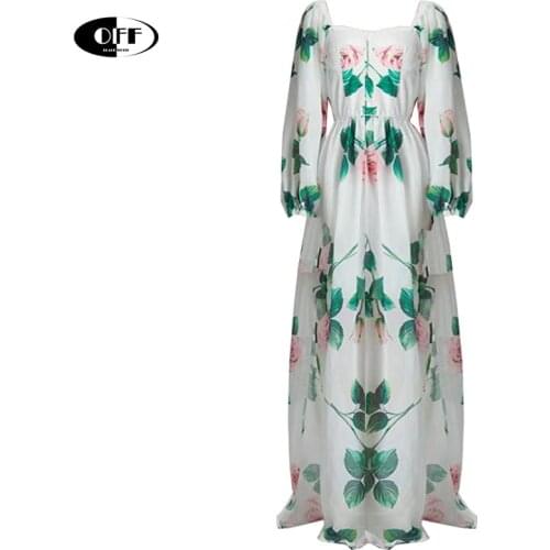 Designer Beach Bohemia Maxi Rose Dresses For Women Summer Autumn Long Sleeve Fashion Boho Traf Long Party Dress Femme Vestidos