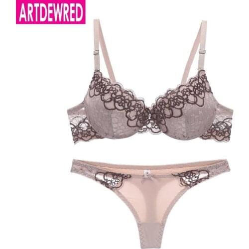 High-end brand New Arrival lace bra set push up underwear set women panties thin thick cup hollow lace intimates bras lingerie