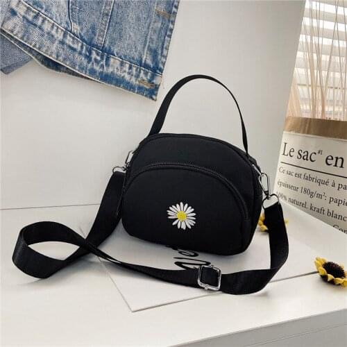 Ins Korean Version Daisy Fashion Casual Black Shoulder Bags Literature Girl Student Crossbody Bags Women Man Adult Kids