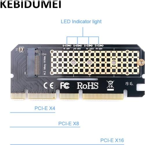 Aluminium Alloy Shell Led Expansion Card Computer Adapter Interface M.2 NVMe SSD NGFF To PCIE 3.0 X16 Expansion Card