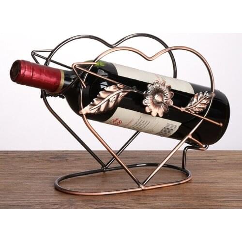 1PC Iron crafts creative heart-shaped wine holder Home Furnishing table ornaments wholesale wine rack