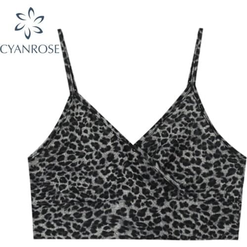 Leopard Print Crop Spaghetti Strap Tops Or Camisole Women Retro Sexy Streetwear Clubwear Bar Camis Female Y2K Egirl Clothes Lady