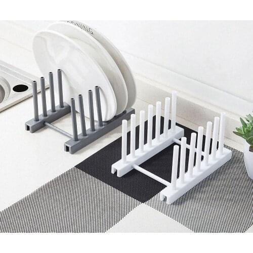 Kitchen Plate Dish Bowl Cup Drain Storage Rack Organizer Plastic Pot Lid Holder Drying Racks Holder Kitchen Storage Shelves