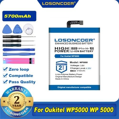 LOSONCOER 5700mAh WP5000 Mobile Phone Battery For Oukitel WP5000 WP 5000 Replacement Phone Batteries