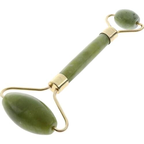 Traditional Natural Jade Dual Heads Facial Massage Roller Face Neck Massager Dark Circles Puffy Eyes Massage Stick Tools