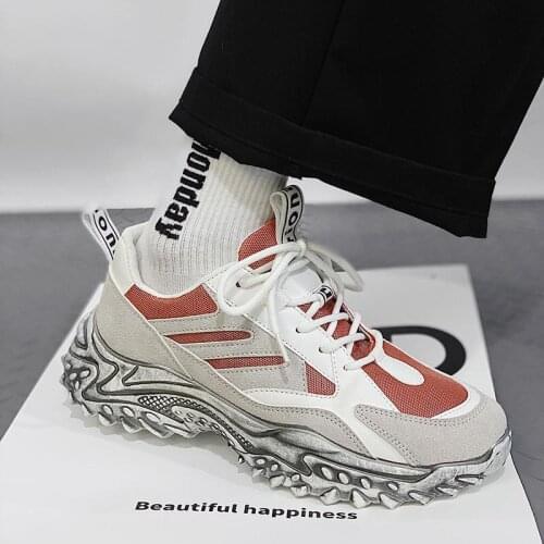 Mens Casual Shoes Trend Sport Dad Shoes Plus Size 39-45 Men Breathable Fly Weave Shoes Mesh Male Shoes Harajuku Style Sneakers