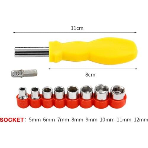 5-12mm Small Socket and Wrench Handle Set Universal Hex multi-function Tool H Wrench Spanner for Bicycle Motorcycle Car