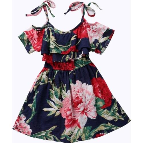 Off shoulder Toddler 2 to 7Y Kids Baby Girl Cover Up 2018 Newest Print Floral Princess Dress Beach Wear Dresses Summer