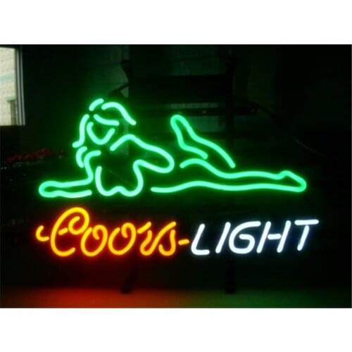 NEON SIGN For COORS LIGHT NUDE GIRL Signboard REAL GLASS BEER BAR PUB display Restaurant Shop christmas Light Signs 17*14"