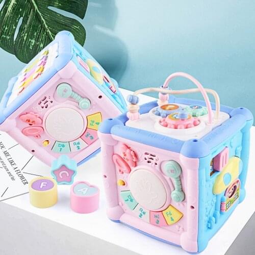 New Baby Musical Toy Geometric Building Block Knocking Piano Drummer Polyhedral Body Cube Educational Toy Gifts Music Baby Toys