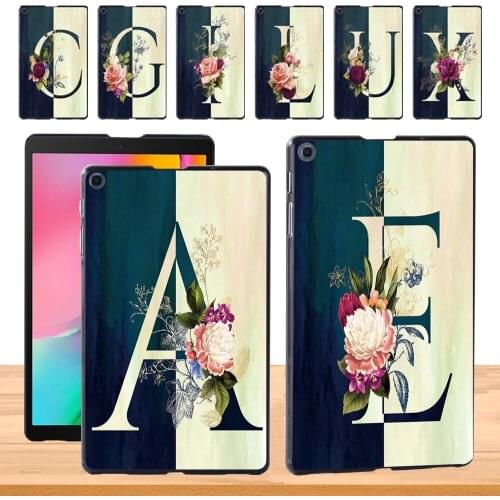 Initial Name Pattern New Hard Shell Cover for Samsung GalaxyTab A 8.0 (2019) T290 T295 Durable Slim Tablet Case + Free Stylus