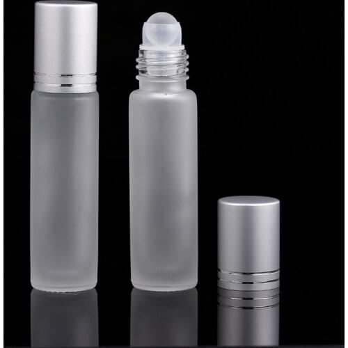 1pcs 10ml Frosted Glass Refillable Roll On Essential Oil Empty Perfume Bottle 10cc Stainless Glass Roller Ball Free Shipping