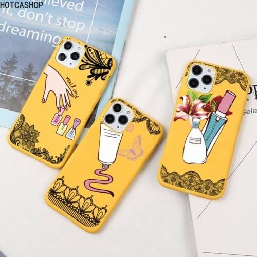 Sexy lace perfume cosmetics Phone Case for iPhone 12 mini 11 Pro Max X XR XS 8 7 6s Plus Candy yellow Silicone Cases