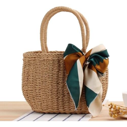 New handmade straw woven bag woven female holiday beach bags leisure portable handbag 01-SB-sgcbxx