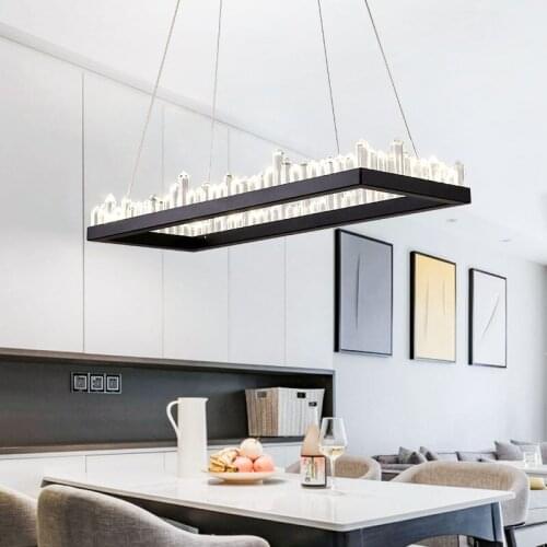 Modern Led Crystal Chandeliers Dining Room Living Room Lamp Villa Art Handing Lamps Gold Rectangular Suspension Lamps PA0729-C