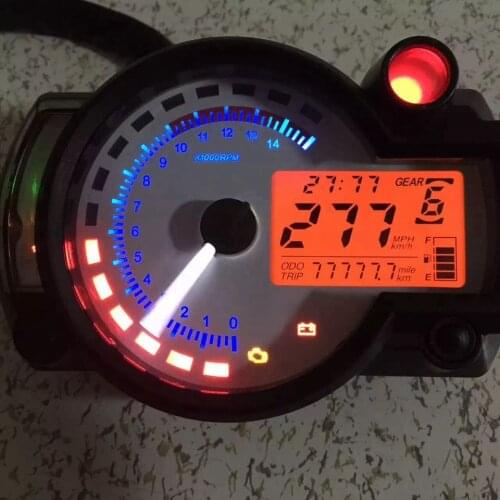 KOSO RX2N Tachometer Fuel Meter LCD Digital Motorcycle Odometer Speedometer Adjustable MAX 299KM/H 7 Colors Display