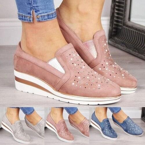 Womens Fashion Wedges Shoes Slip on Loafers Shoes Casual Shoes