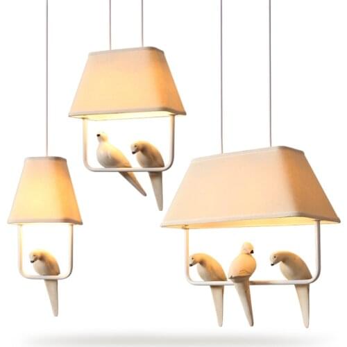 Creative Cloth art bird LED pendant lights for children room restaurant kitchen decoration hanging lamp hotle lamp