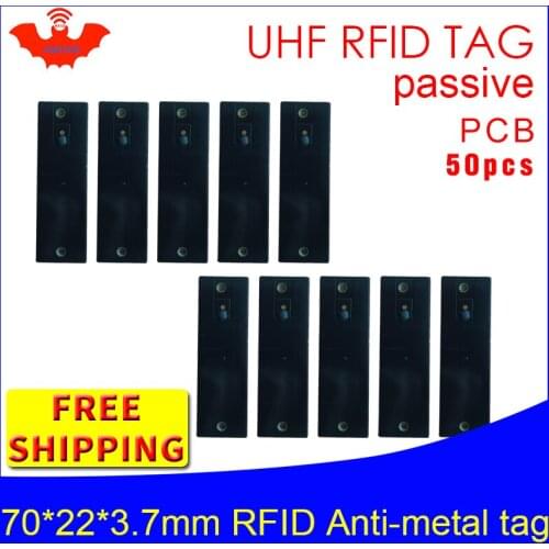 UHF RFID anti-metal tag 915m 868m 50pcs free shipping Electric power fixed assets 70*22*3.7mm rectangle PCB passive RFID tags