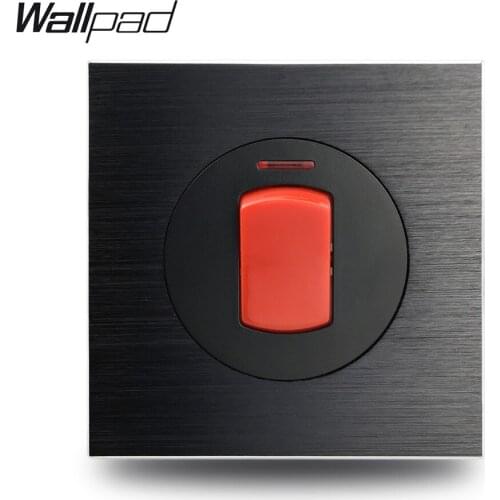 Wallpad L6 20A DP Water Heat Wall Switch Satin Black Metal Aluminum Plate UK Standard