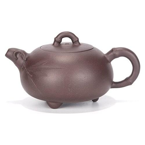 Yixing Raw Ore Handmade Purple Clay Three-legged Bamboo Teapot Suit For Drink Drinkware Chinese Culture