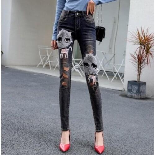 Женские джинсы с вышивкой YYFS China At AliExpress