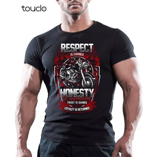 Respect Is Earned Mens Road Custom Motorbike T-Shirt Biker American Motorcycles