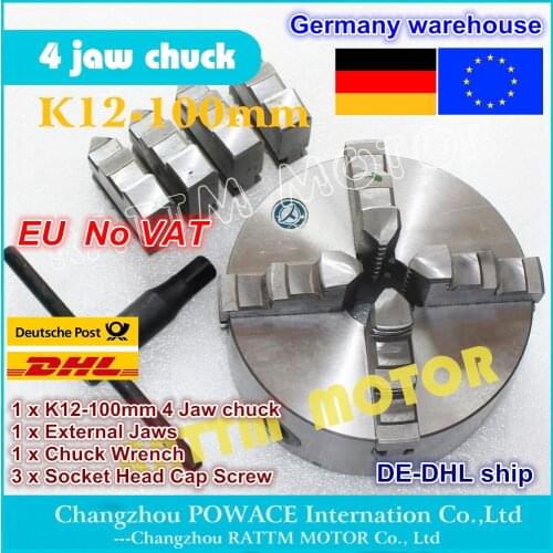 DE ship free VAT K12-100mm 4 jaw self-centering chuck Manual chuck Four 4 jaw chuck Machine tool Lathe chuck