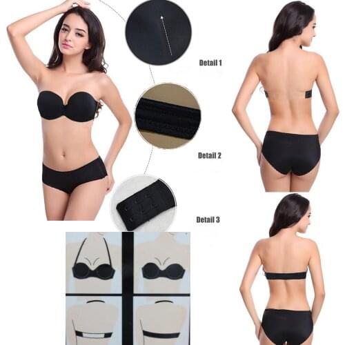 Women Push-Up Bra Underwire Underwear Charming Transparent Multiway Clear Back Straps Underwear Push Up Padded Bra 32-40ABCD