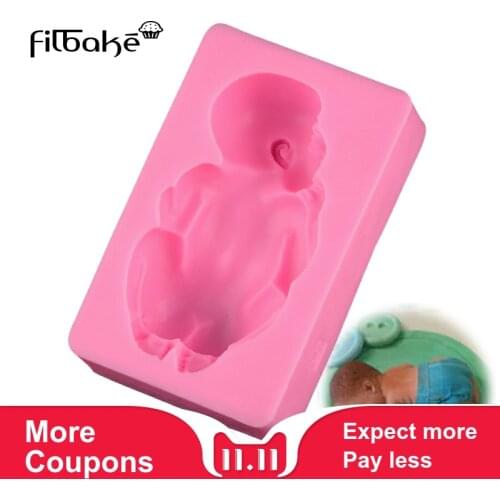 FILBAKE 1pc Baking Tools Rectangle Sleeping Baby Shaped 3D DIY Fondant Silicone Molds Non Stick For Cake Decorating Tools