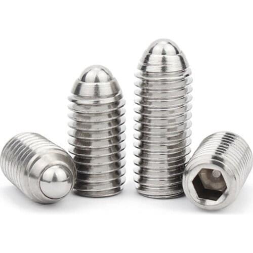 10pcs M4 304 stainless steel Allen bead positioning screws hex socket ball head spring plunger screw set bolt 6mm-16mm long